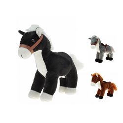 peluche cheval poney debout avec harnais mix 25cm