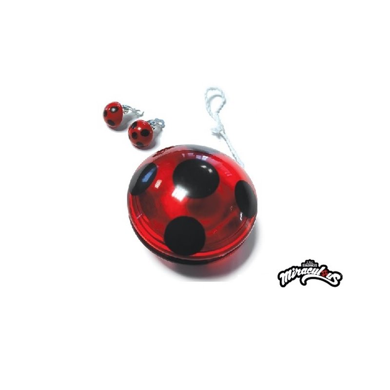 kit accessoires yoyo + boucles d'oreilles ladybug miraculous