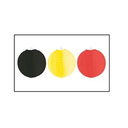 lot de 3 lampions nylon noir jaune rouge allemagne belgique 30cm