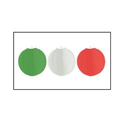 lot de 3 lampions nylon vert blanc rouge italie 30cm