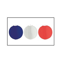 lot de 3 lampions nylon bleu blanc rouge france 30cm