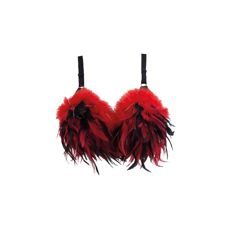 soutien-gorge à plumes rouge et fils argent adulte