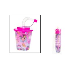 lot de 12 gobelets princesse 3d avec paille et couvercle 25cl