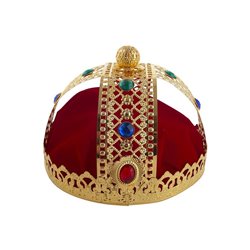 couronne de roi or avec métal souple et tissu rouge adulte