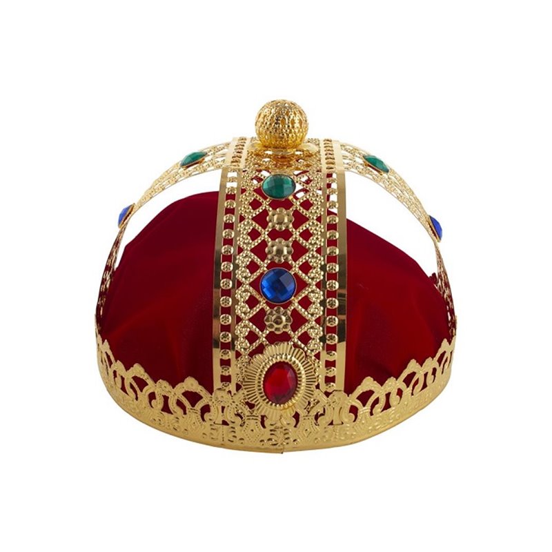 couronne de roi or avec métal souple et tissu rouge adulte