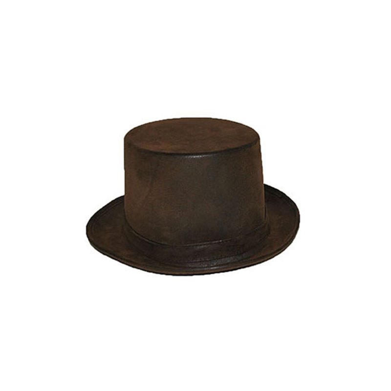 chapeau haut de forme style cuir brun