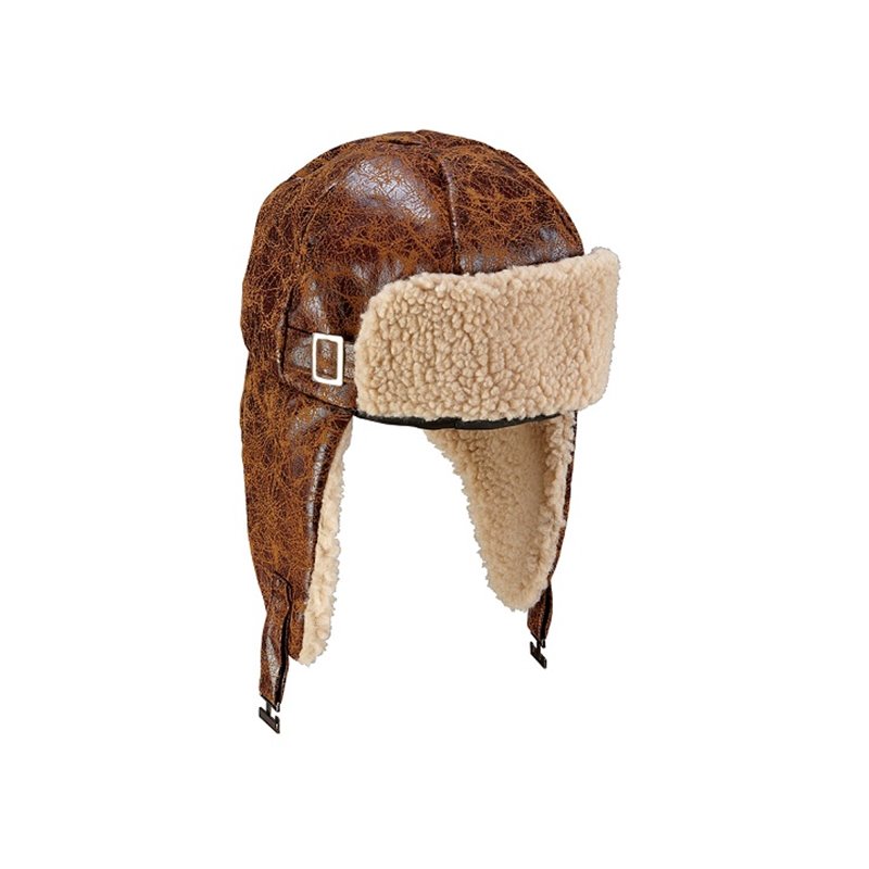 chapeau/chapka d'aviateur avec peluche marron