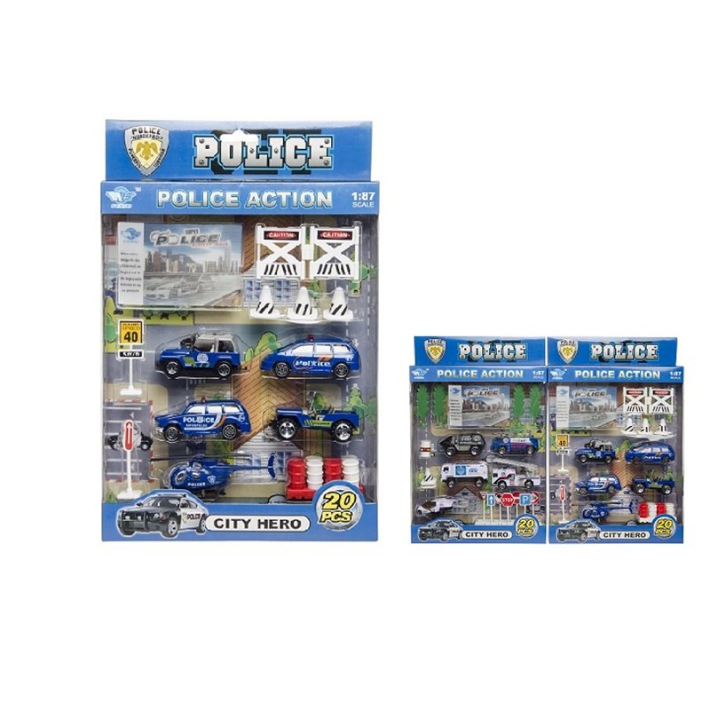 set de police "die cast" métal mix 20pcs