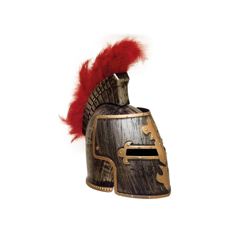 casque de romain argent avec plumeau rouge adulte iii