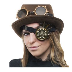 monocle steampunk doré avec motifs et pointes