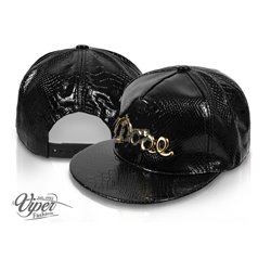 casquette snapback dope imitation cuir noir