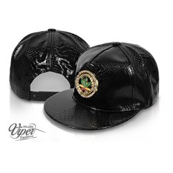 casquette snapback feuille multicolore imitation cuir noir