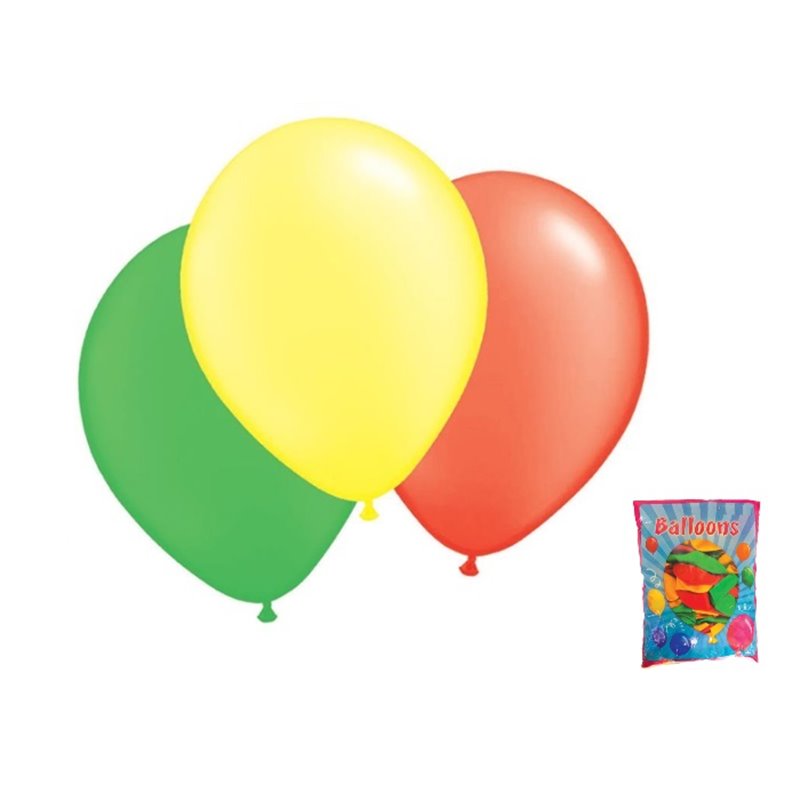 lot de 100 ballons latex vert jaune rouge 30cm