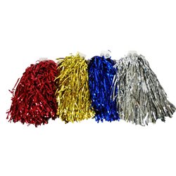 paire de pompons avec anneaux métallisé argent 230gr