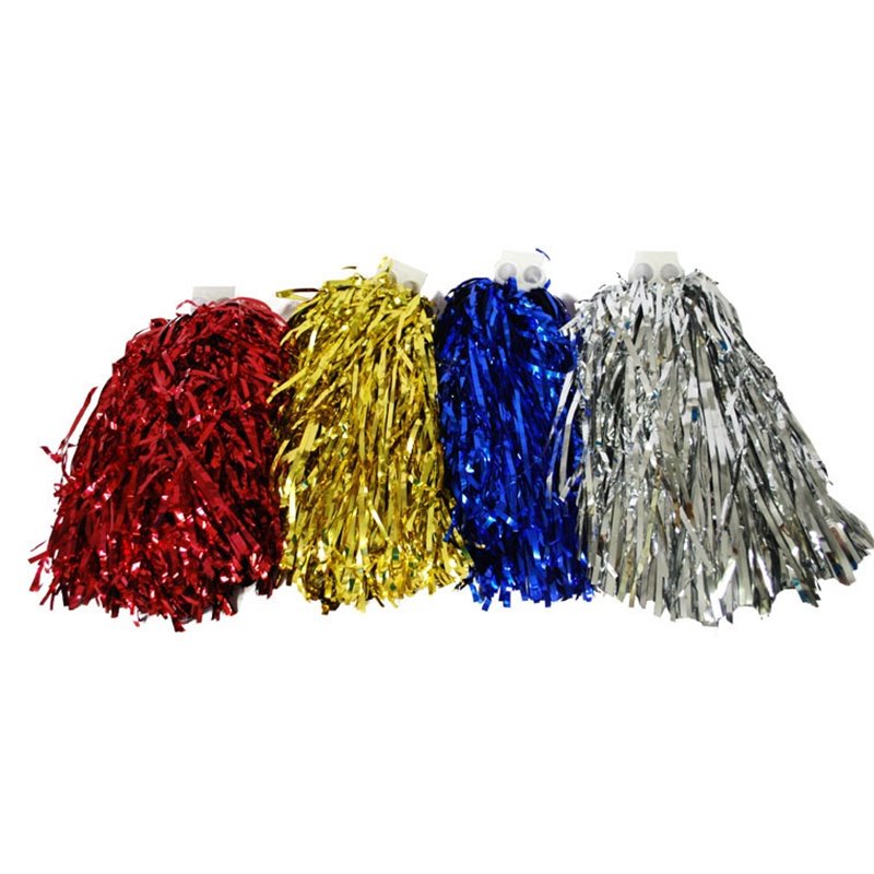 paire de pompons avec anneaux métallisé bleu 230gr