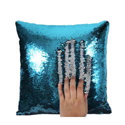 coussin sirène turquoise/argent 38cm