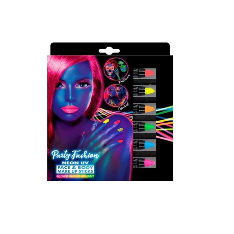 set de 6 crayons de maquillage néon fluo 21ml