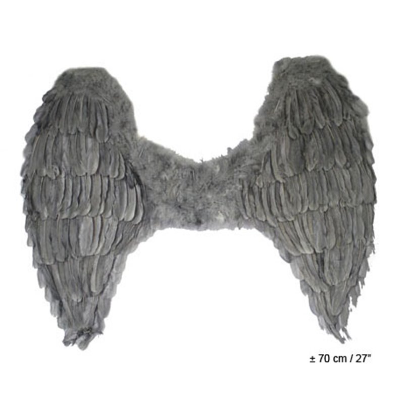 ailes d'ange plumes grande gris 70cm