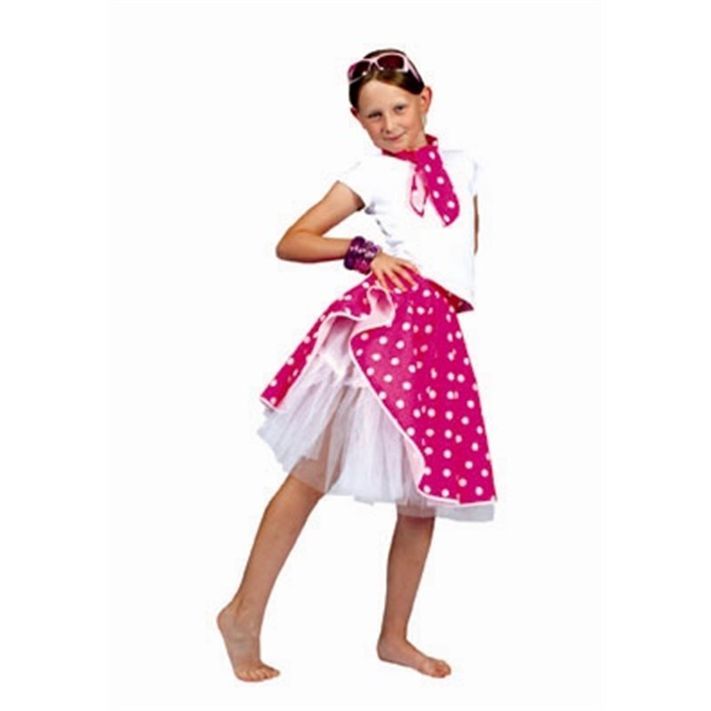 jupe et foulard enfant rose et pois blanc