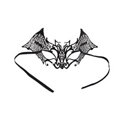 masque loup luxe métal motif chauve souris noir