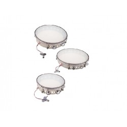 lot de 3 tambourins avec peaux argent 20/25/30cm