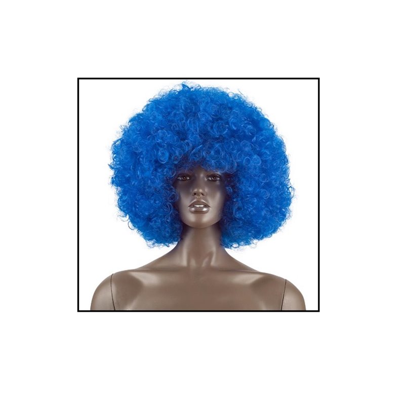 perruque afro chico géante bleu