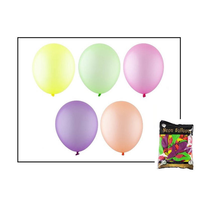 lot de 100 ballons multicolores neon fluo 28cm