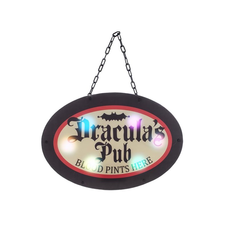 décoration murale lumineuse led's "dracula's pub" 48x33cm