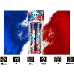 1x lot de 2 fumigènes à goupille bleu blanc rouge t1 50s