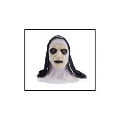 masque latex d'horreur nonne avec coiffe adulte 55cm