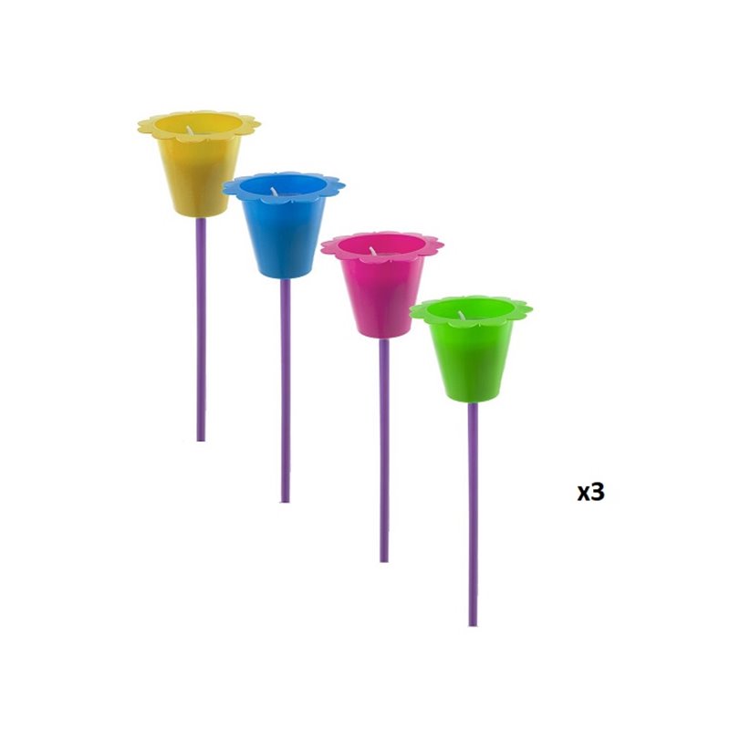 lot de 12 torches de jardin parfumées multicolores 42cm