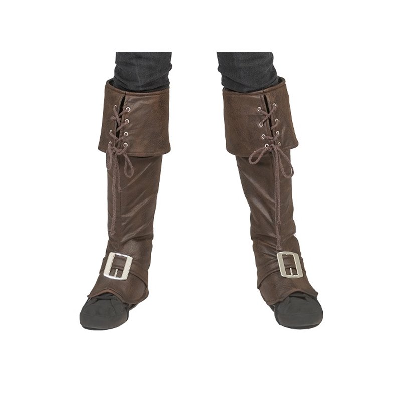 paire de couvre-bottes de pirate mousquetaire marron 50cm