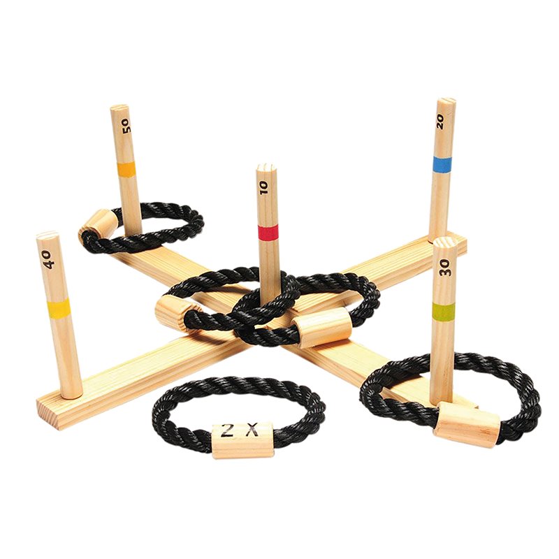 jeu d'anneaux en croix bois fsc et corde 6pcs