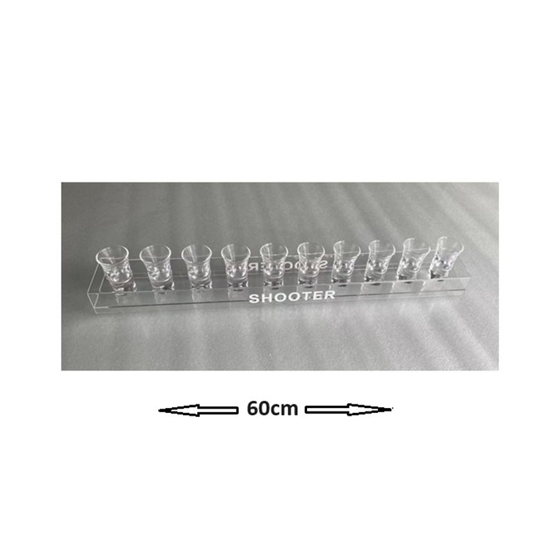 1x rail shooter transparent pour 10 verres v2 60cm