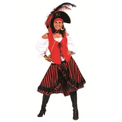 déguisment de pirate rouge & noir femme taille l