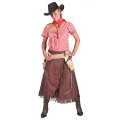 jupe & chemise de cowgirl brun/rouge taille s/m