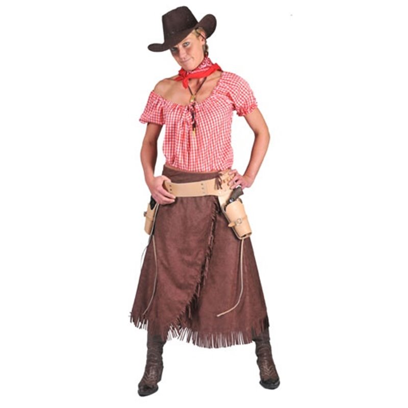 jupe & chemise de cowgirl brun/rouge taille s/m