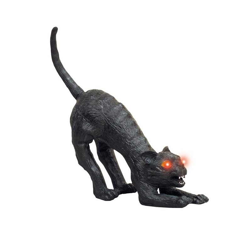 chat noir d'horreur lumineux 50cm