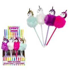 lot de 16 stylos à bille licorne avec fourrure mix 28cm