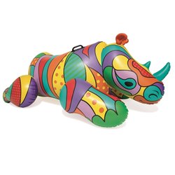 rhinocéros gonflable chevauchable motifs "pop art" 2.01x1.02m