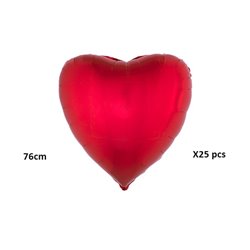 lot de 25 ballons aluminium coeur rouge 76cm