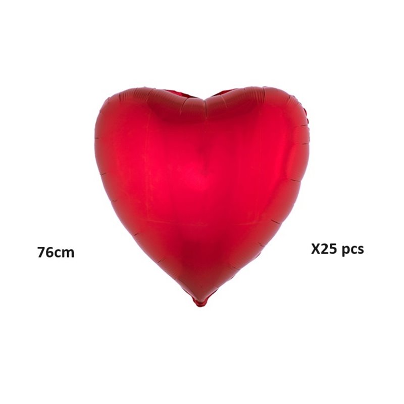 lot de 25 ballons aluminium coeur rouge 76cm