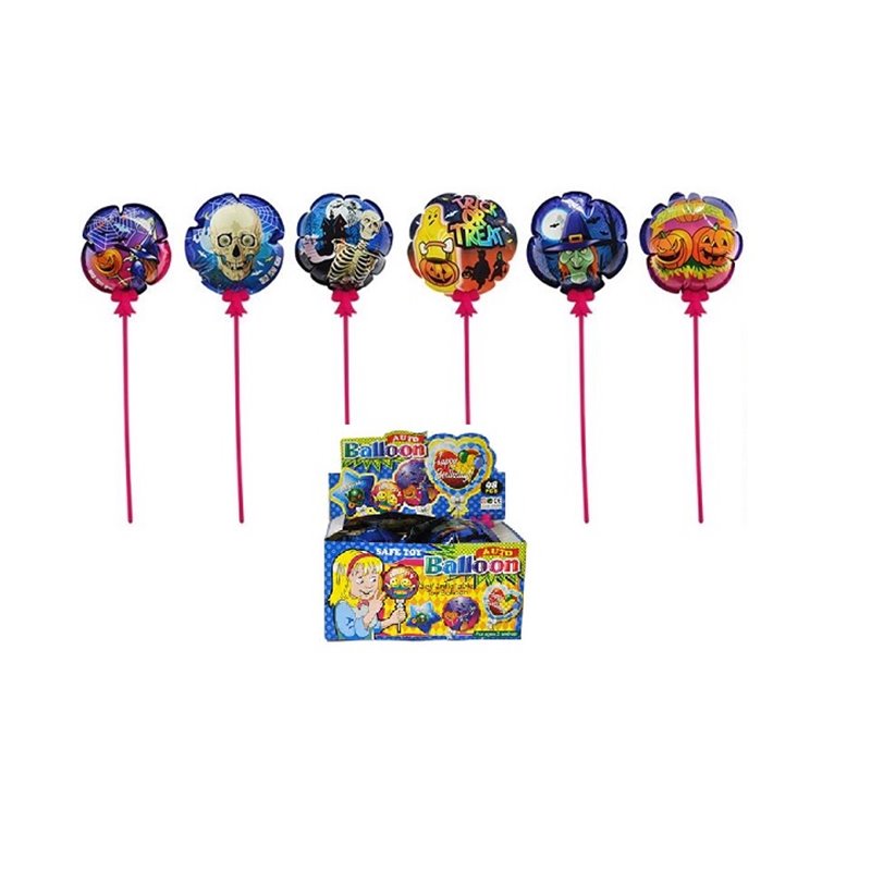 lot de 48 ballons aluminium "halloween" avec baguettes 14cm