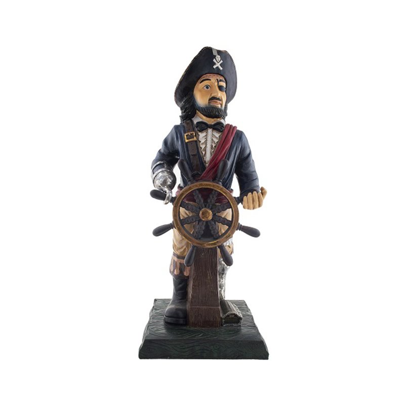 statue pirate avec gouvernail et tricorne 76cm