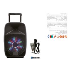 haut parleur 12'' actif karaoké portable led et batterie 60w