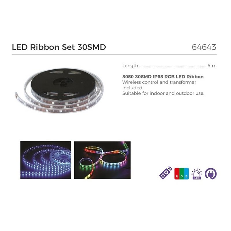 ruban lumineux 30 led's rgb smd 5050 ip65 5m