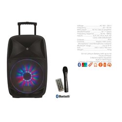 haut parleur 15'' actif karaoké portable led et batterie 60w